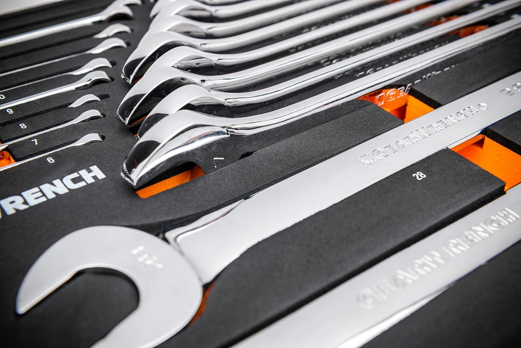 GEARWRENCH 24 Piece 12 Point Long Pattern Combination Metric Wrench Set in Foam Storage Tray - GWMSCWL12MM