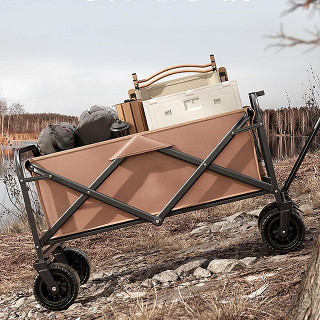 Garden Carts,Collapsible Wagon,Sports Outdoor Utility Wagon Garden Wagon Sports Steel Frame Foldable Yard Car Camping Cart Foldable Table Board Rubber Wheel BBQ