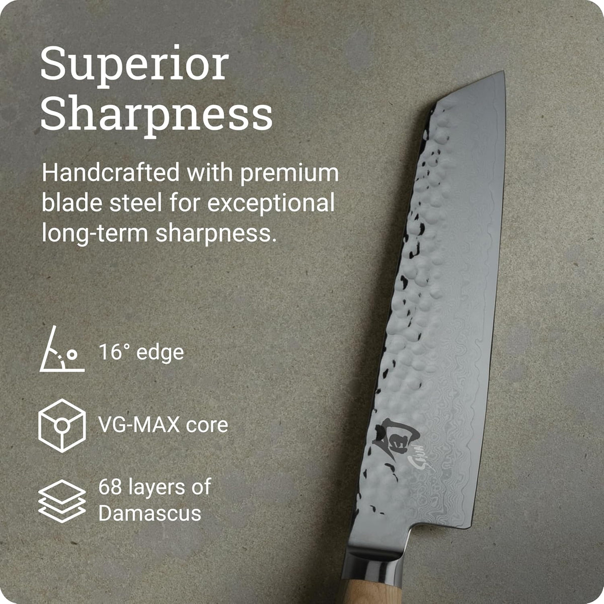 Shun Premier Blonde 6.5' Master Utility Knife, Handcrafted Japanese Knife, VG-MAX Core with Damascus Stainless Steel Cladding, Pakkawood Handle, Precision and Sharpness for Professional and Home Chefs