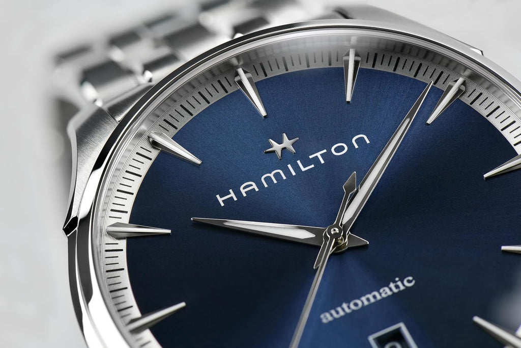 Hamilton Jazzmaster Automatic Men's Watch, 40mm Stainless Steel Case, Swiss Made, Blue Dial Analog Wrist Watch for Men, 50m Waterproof, Sapphire Crystal, 3-Hand Movement, Stainless Steel Strap