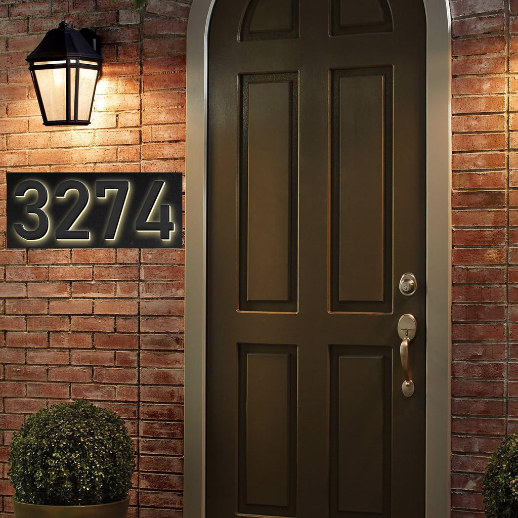 18 Inch Backlit LED Illuminated Home Address Numbers Modern Lighted Up House Numbers Stainless Steel Hand-Polished Waterproof For House Address Signs,W
