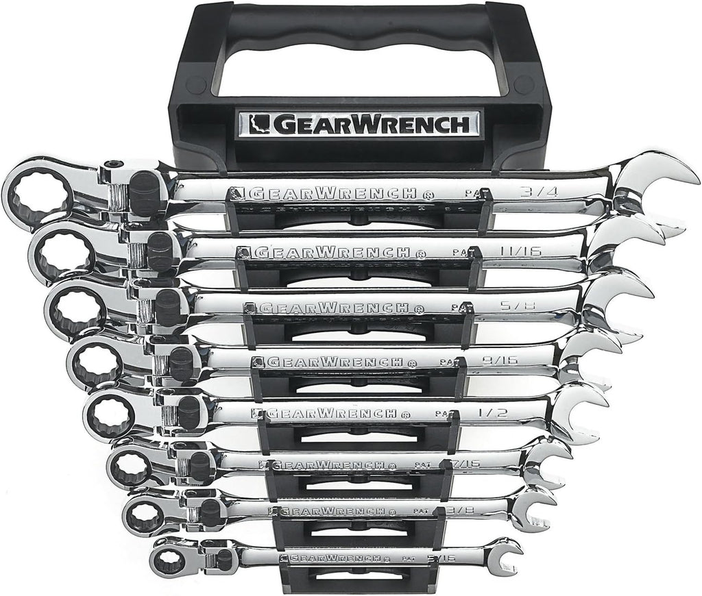 GEARWRENCH 8 Pc. 12 Pt. XL Locking Flex Head Ratcheting Combination Wrench Set, SAE - 85798
