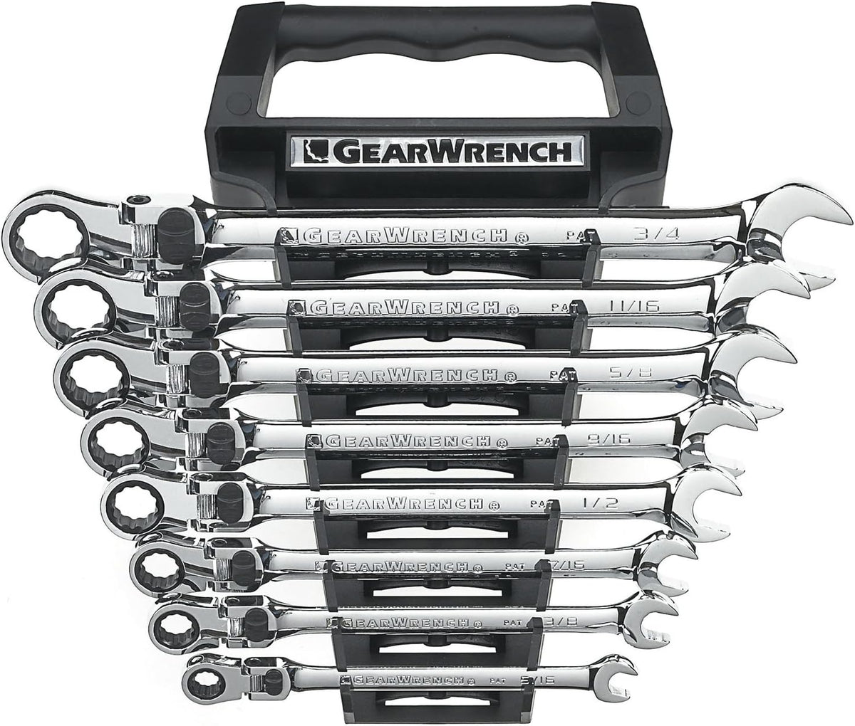 GEARWRENCH 8 Pc. 12 Pt. XL Locking Flex Head Ratcheting Combination Wrench Set, SAE - 85798