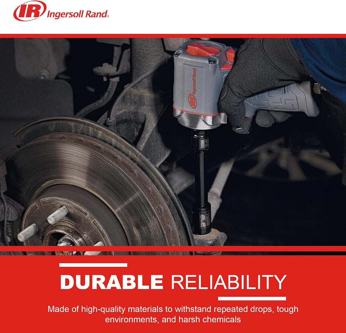 Ingersoll Rand 15QMAX 3/8' Air Impact Wrench, Quiet, Ultra Compact, 475 ft-lbs Nut-busting Torque,