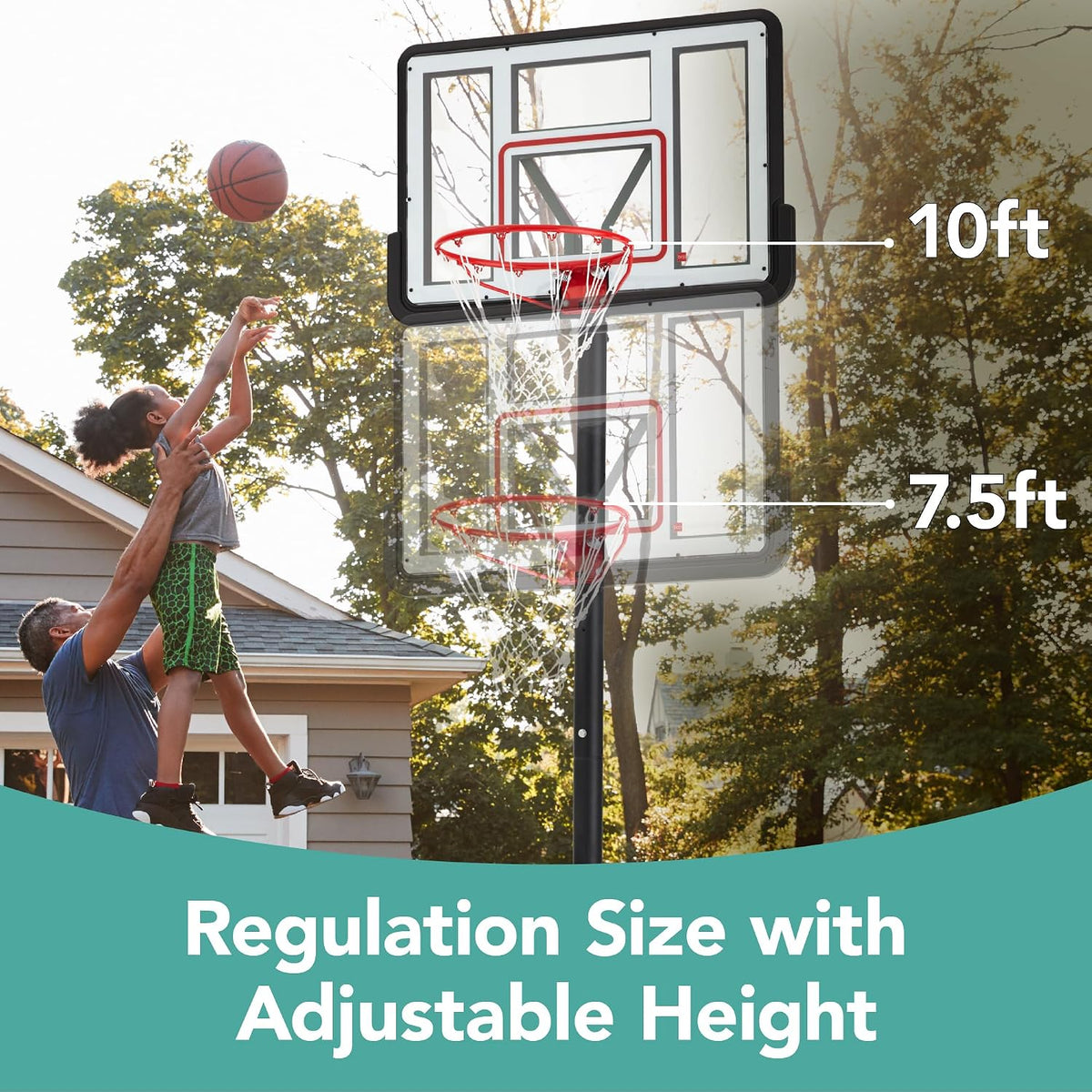 Best Choice Products 10ft Regulation Basketball Hoop, Height Adjustable Outdoor Goal w/Shock Absorbent Rim, Base Gel, 2 Wheels