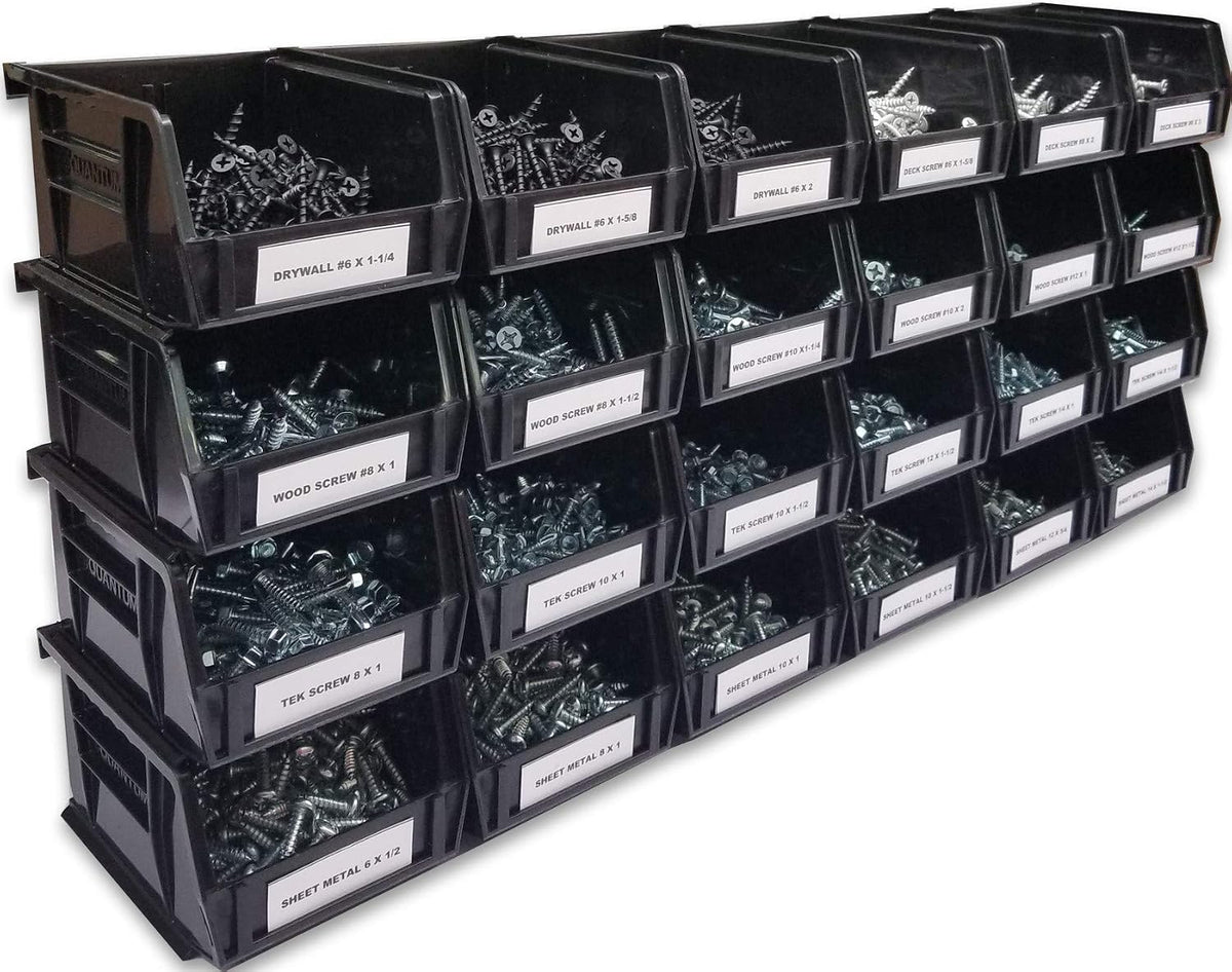 2000 Piece Screw Assortment with 24 Plastic Bins (Deck, Drywall, and Wood Screws)