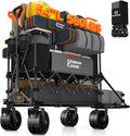 Originsure 400L Double Decker Wagon Collapsible with 54' L Tailgate, 560lbs Heavy Duty Carts Foldable, Extra Large Folding Beach Wagon with Big All-Terrain Wheels for Camping, Sports, Grey&Black