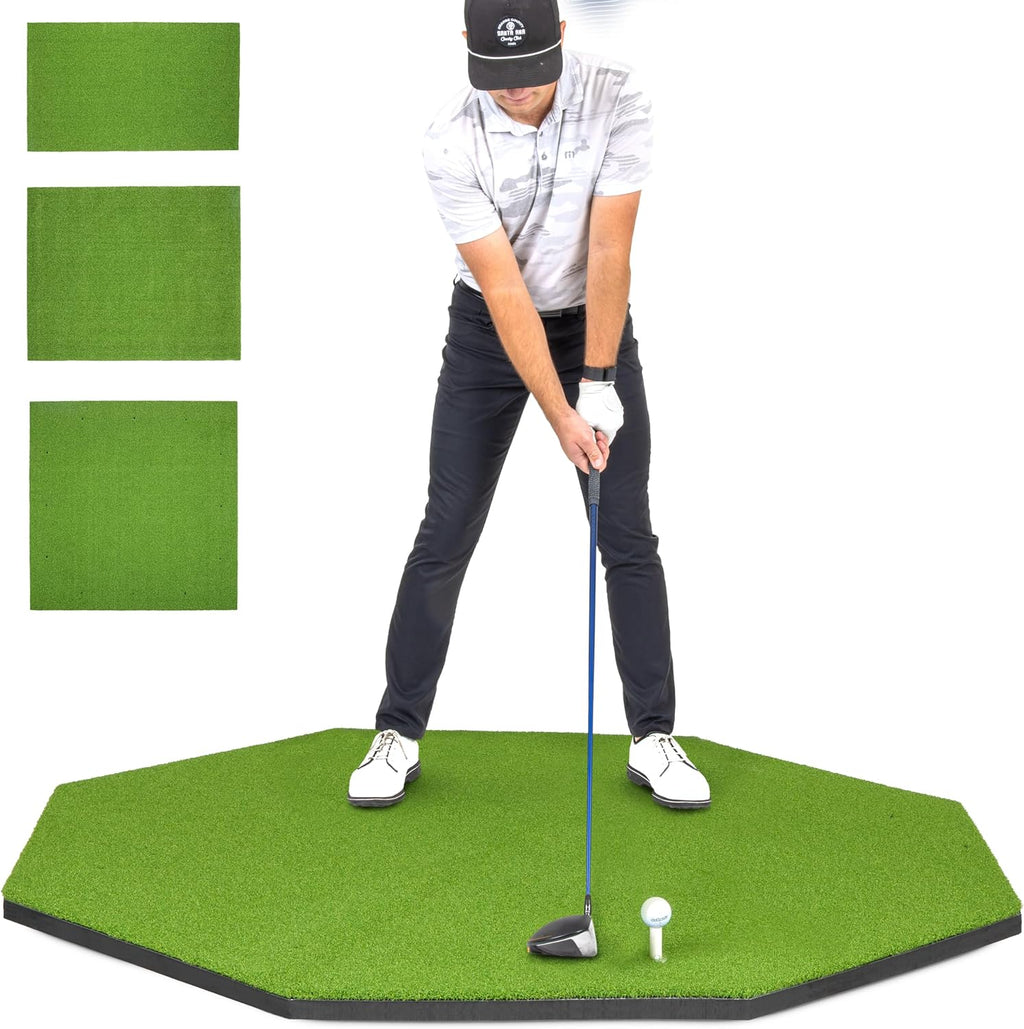 GoSports Pro Golf Hitting Mat for Indoor and Outdoor Practice - Withstands Thousands of Shots - Heavy-Duty Turf Driving Range Mats Works with Golf Simulators - Includes 3 tees -Choose Your Size