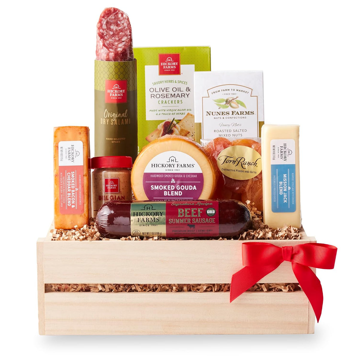 Hickory Farms Premium Signature Beef Meat & Cheese Gift Basket | Charcuterie Food | Salami | Summer Sausage | Father's Day | Mother's Day | Easter | Christmas | Holiday | Housewarming | Gourmet | Sympathy | Care Package