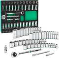 SK Tools USA 3/8' Drive, 51 Piece, 6 Point, Standard & Deep, SAE & Metric Chrome Socket Set | SK01455-216P