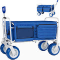 500LBS Heavy-Duty Collapsible Folding Beach Wagon Cart - 150L Capacity, Adjustable Handle, Insulated Cooler Bags & MOLLE Storage for Beach, Camping, Gardening & Outdoor Sports