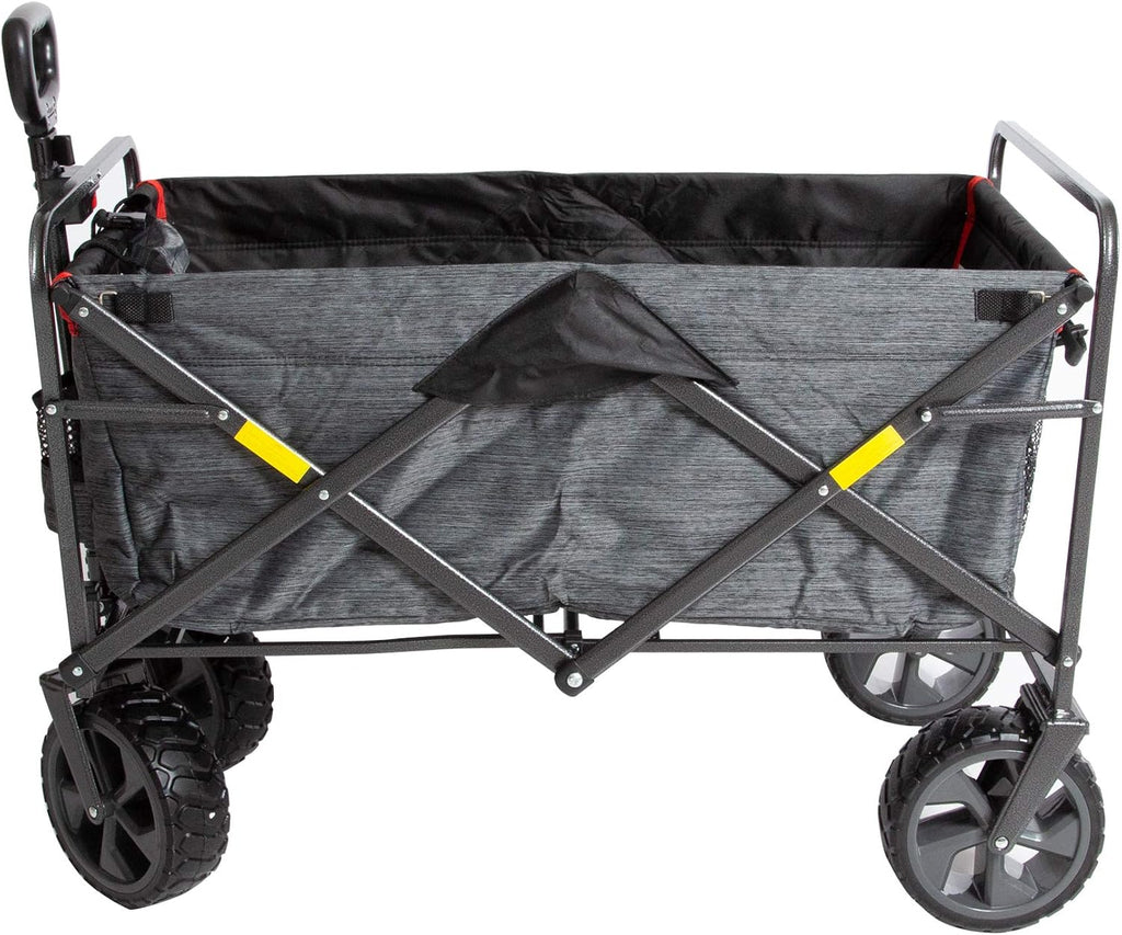 MacSports XL Heavy Duty Collapsible Outdoor Folding Camping Gear Grocery Cart Portable Lightweight Utility Adjustable Rolling Cart All Terrain Sports Beach Wagon with Cargo Net
