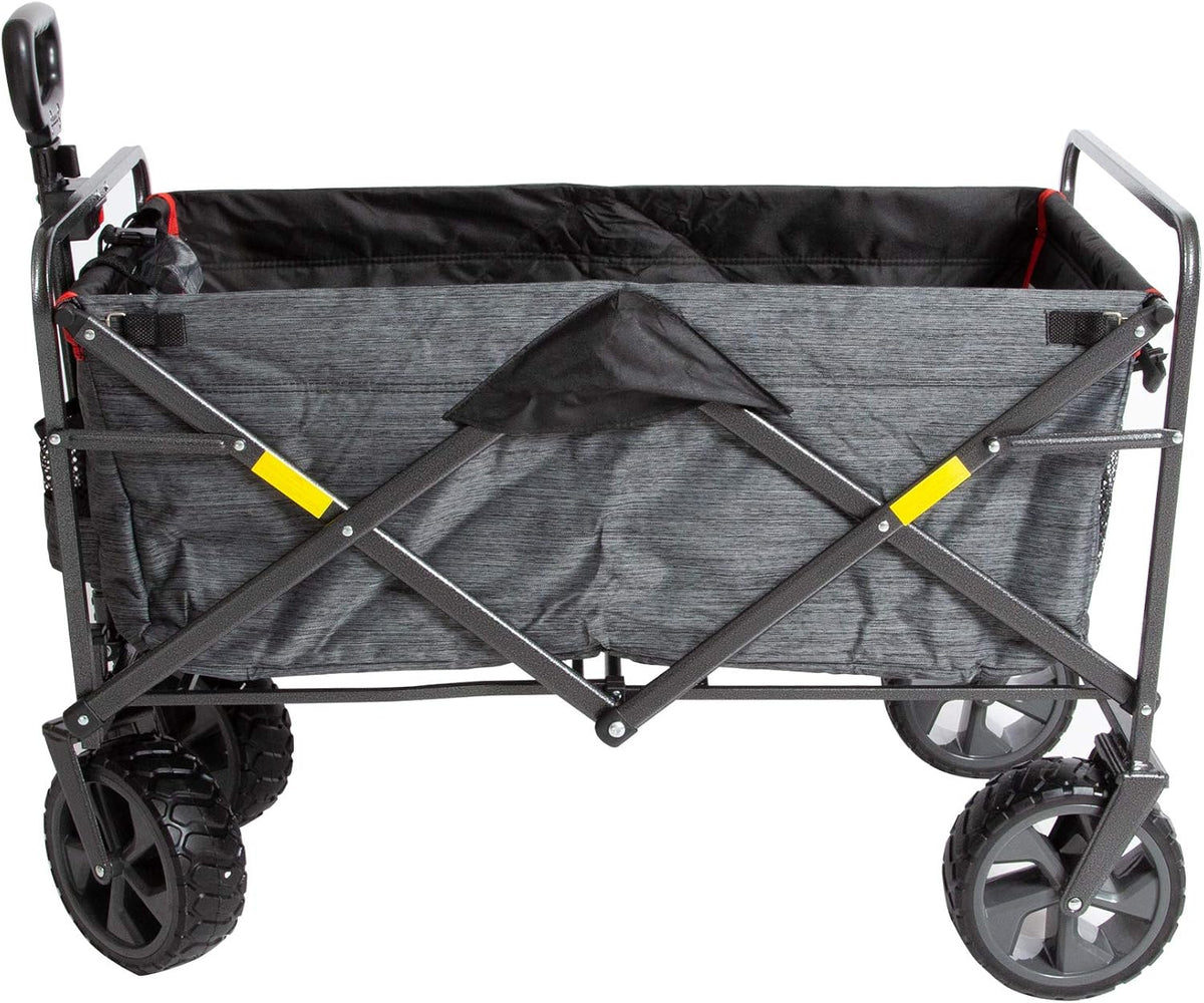 MacSports XL Heavy Duty Collapsible Outdoor Folding Camping Gear Grocery Cart Portable Lightweight Utility Adjustable Rolling Cart All Terrain Sports Beach Wagon with Cargo Net