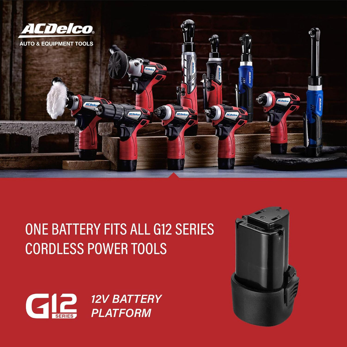 ACDelco ARW12103-K1 G12 Series 12V Cordless Li-ion 3/8' Brushless Ratchet Wrench & Impact Wrench Combo Tool