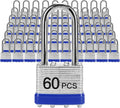 Padlocks with Same Key, LQYN 60 Pcs Laminated Keyed Padlock (1-9/16', 40mm), Keyed Alike Locks, Long Shackle, for Storage Locker, Hasp Latch, Toolbox, Sheds