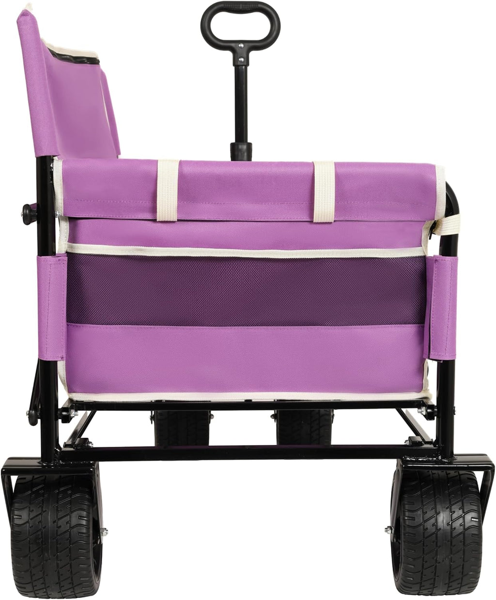 CIATRE 3-in-1 Heavy-Duty Convertible Folding Wagon Cart with Bench Seat & Storage – 500lb Capacity, 180L All-Terrain Wagon for Camping, Beach, Sports, & Garden – 360° Swivel Wheels (Purple)