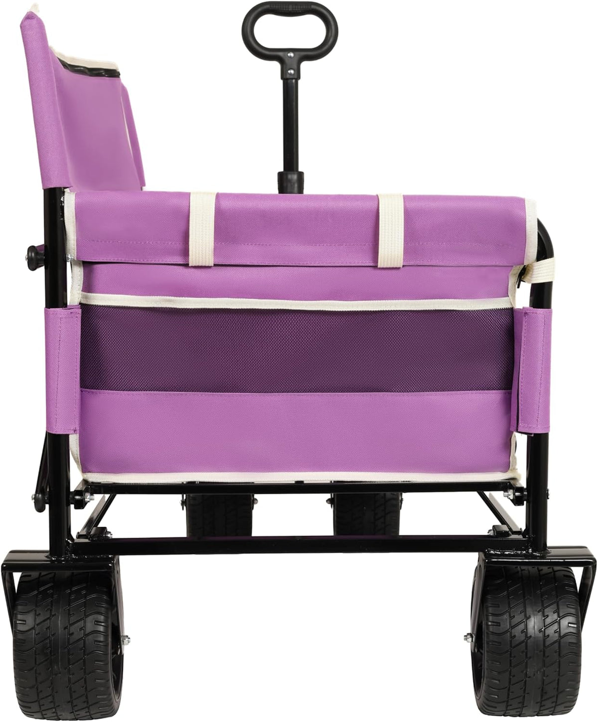 CIATRE 3-in-1 Heavy-Duty Convertible Folding Wagon Cart with Bench Seat & Storage – 500lb Capacity, 180L All-Terrain Wagon for Camping, Beach, Sports, & Garden – 360° Swivel Wheels (Purple)