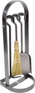 Enclume Hammered Steel Fireplace Accessories Set, Includes Fire Shovel, Log Poker, and Sorghum Broom, 14 Pounds