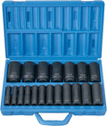 Grey Pneumatic Corp 1319D 1/2'' Drive Deep Length Fractional Master Set - 19 Piece