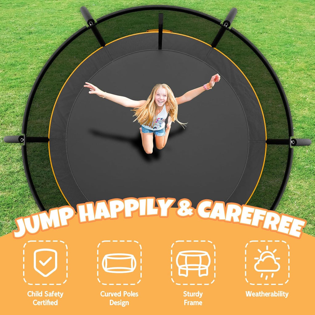 Kiivakii Trampoline 8FT 10FT 12FT 14FT 16FT, Outdoor Trampolines for Kids and Adults, Recreational Trampoline with Enclosure Net & Ladder, Round Trampolines ASTM Approved