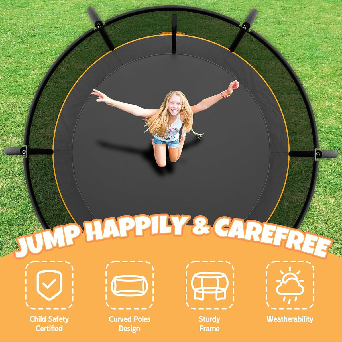 Kiivakii Trampoline 8FT 10FT 12FT 14FT 16FT, Outdoor Trampolines for Kids and Adults, Recreational Trampoline with Enclosure Net & Ladder, Round Trampolines ASTM Approved