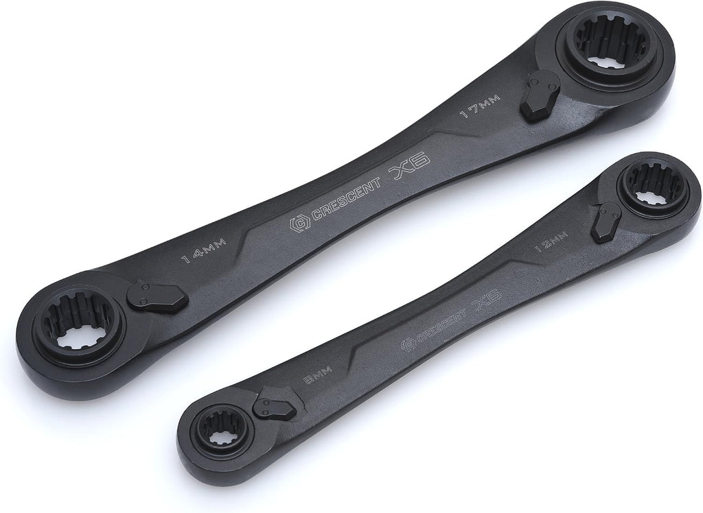 Crescent 2 Piece X6 4-in-1 Black Oxide Spline Ratcheting Metric Wrench Set - CX6DBM2 (Pack of 12)
