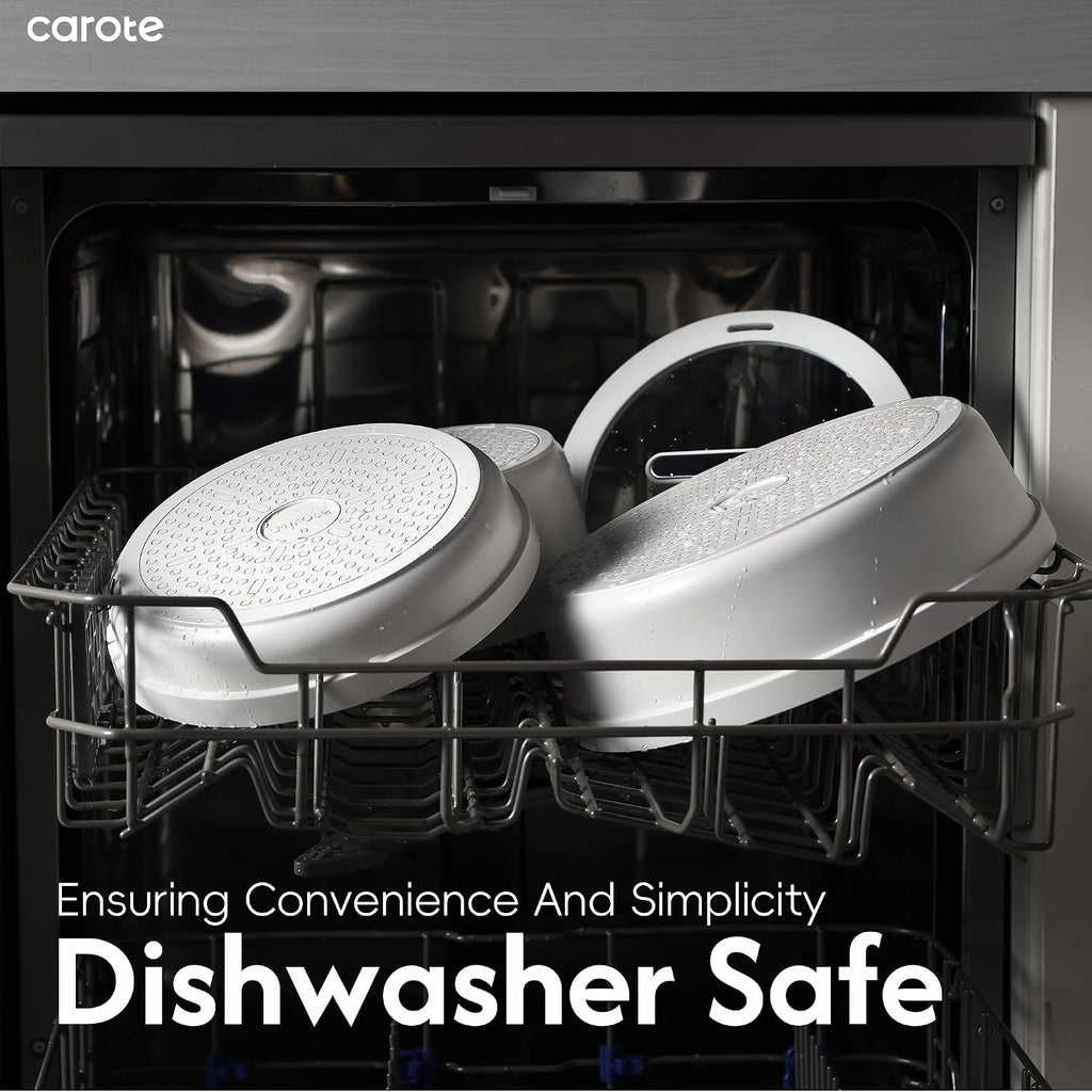 CAROTE 22pcs Pots and Pans Set Non Stick, Detachable Handle Cookware Set White, RV Cooking Set, Dishwasher/Oven/Fridge Safe, Pot and Pan Set, Induction Cookware