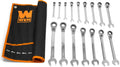 WEN 16-Piece Professional-Grade Reversible Ratcheting Metric Combination Wrench Set with Storage Pouch (WR162)
