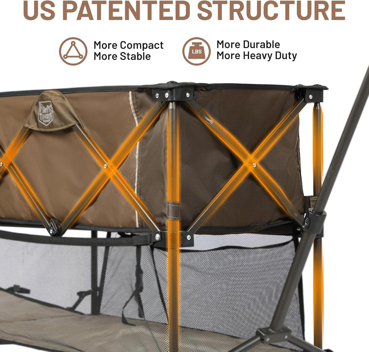 TIMBER RIDGE 400L Large Capacity Folding Double Decker Wagon with Brakes, 54' Extra Long Extender Wagon Cart, 450lbs Heavy Duty Collapsible Cart, All-Terrain Big Wheels for Camping, Sports, Shopping
