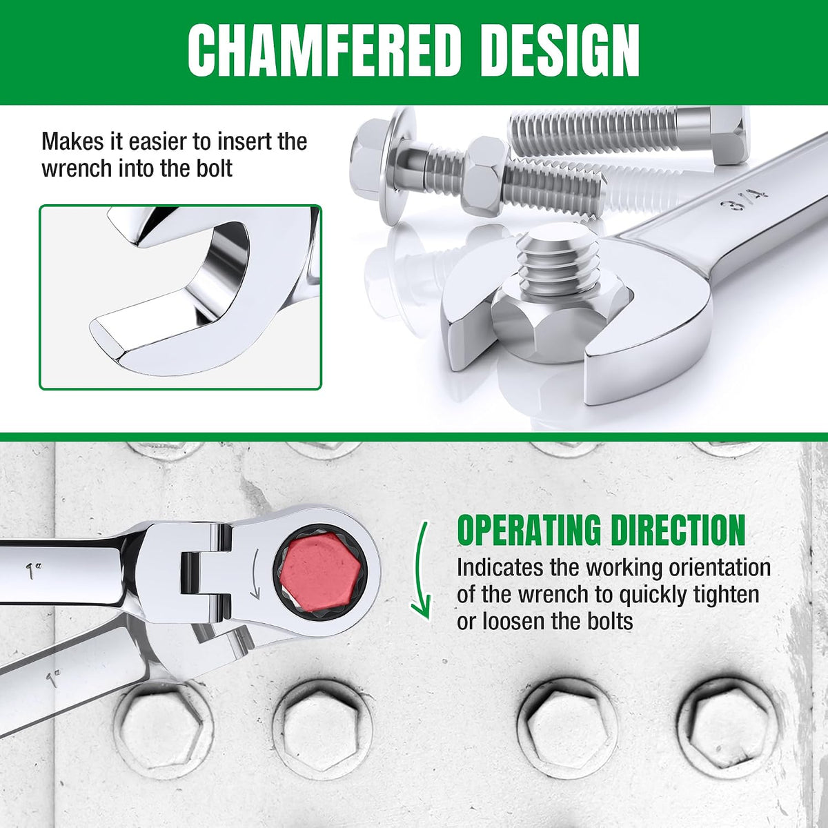 SK Flex-Head Ratcheting Wrench Set, Combination Wrench Set, 13-Piece, SAE 1/4' to 1', 72-Tooth, Premium CR-V Construction, with Rack Organizer
