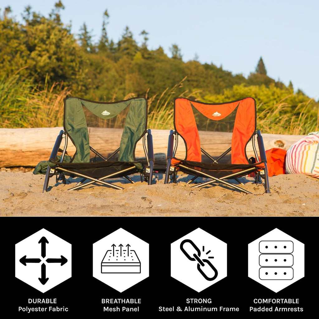MacSports 150lb Capacity All Terrain Beach Wagon and Cascade Mountain Tech 250lb Capacity Camping Chair Bundle