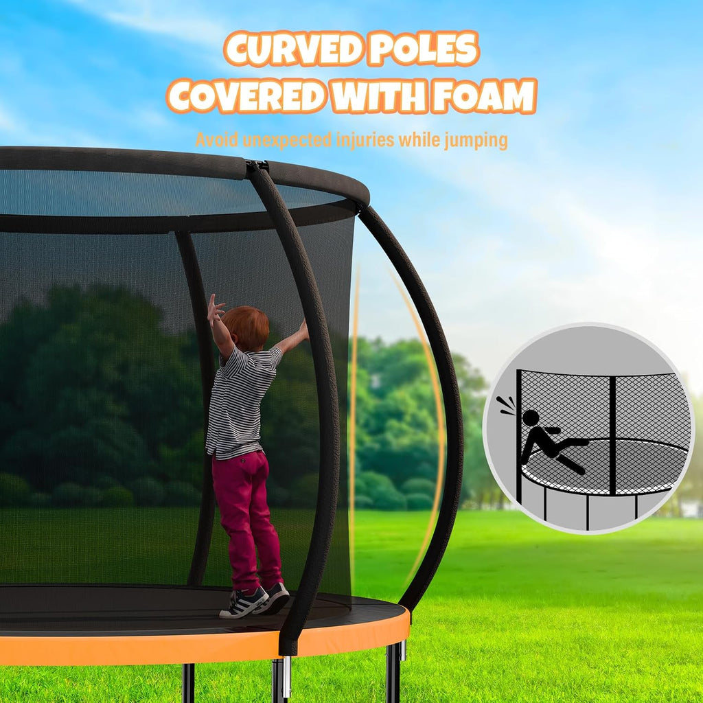 Kiivakii Trampoline 8FT 10FT 12FT 14FT 16FT, Outdoor Trampolines for Kids and Adults, Recreational Trampoline with Enclosure Net & Ladder, Round Trampolines ASTM Approved