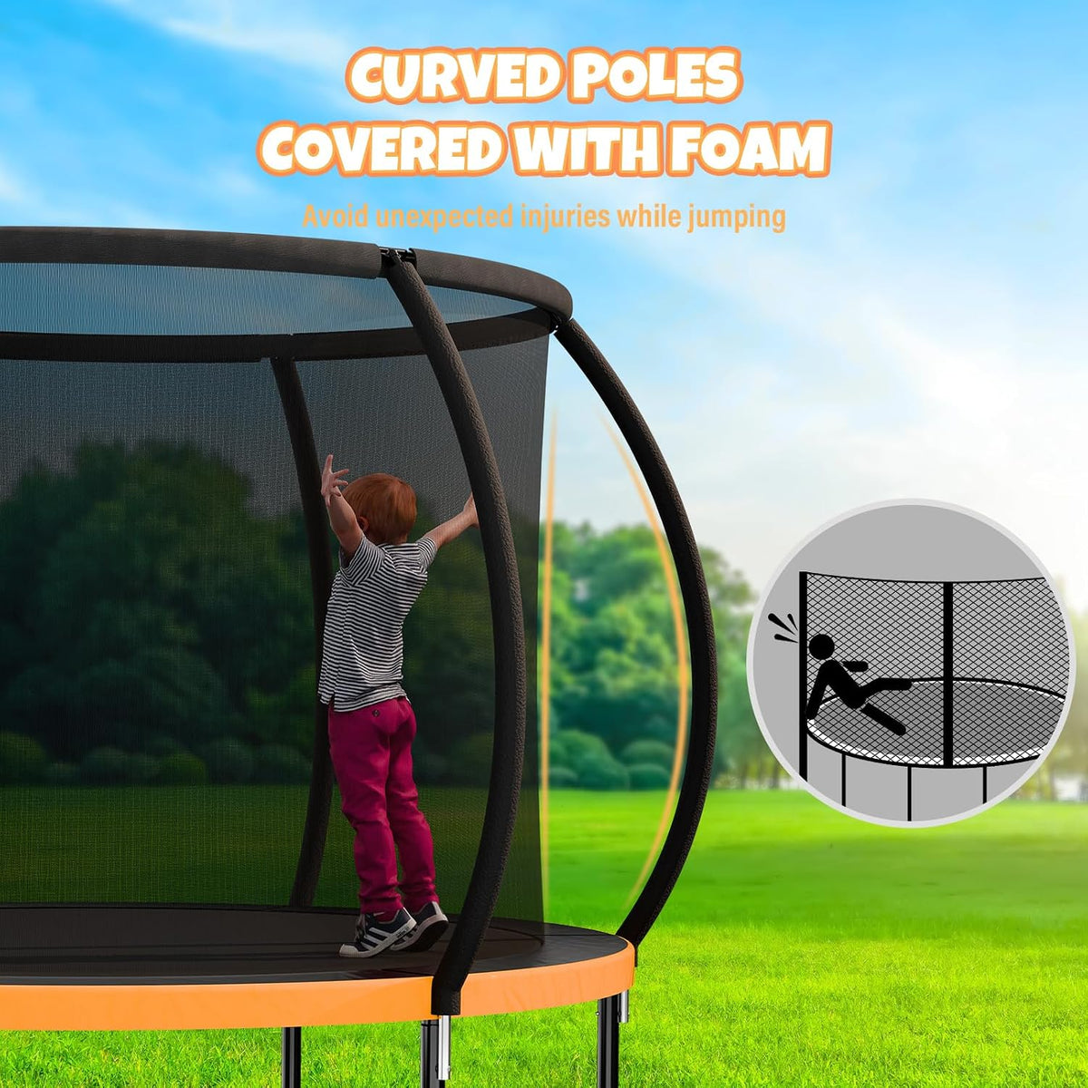 Kiivakii Trampoline 8FT 10FT 12FT 14FT 16FT, Outdoor Trampolines for Kids and Adults, Recreational Trampoline with Enclosure Net & Ladder, Round Trampolines ASTM Approved