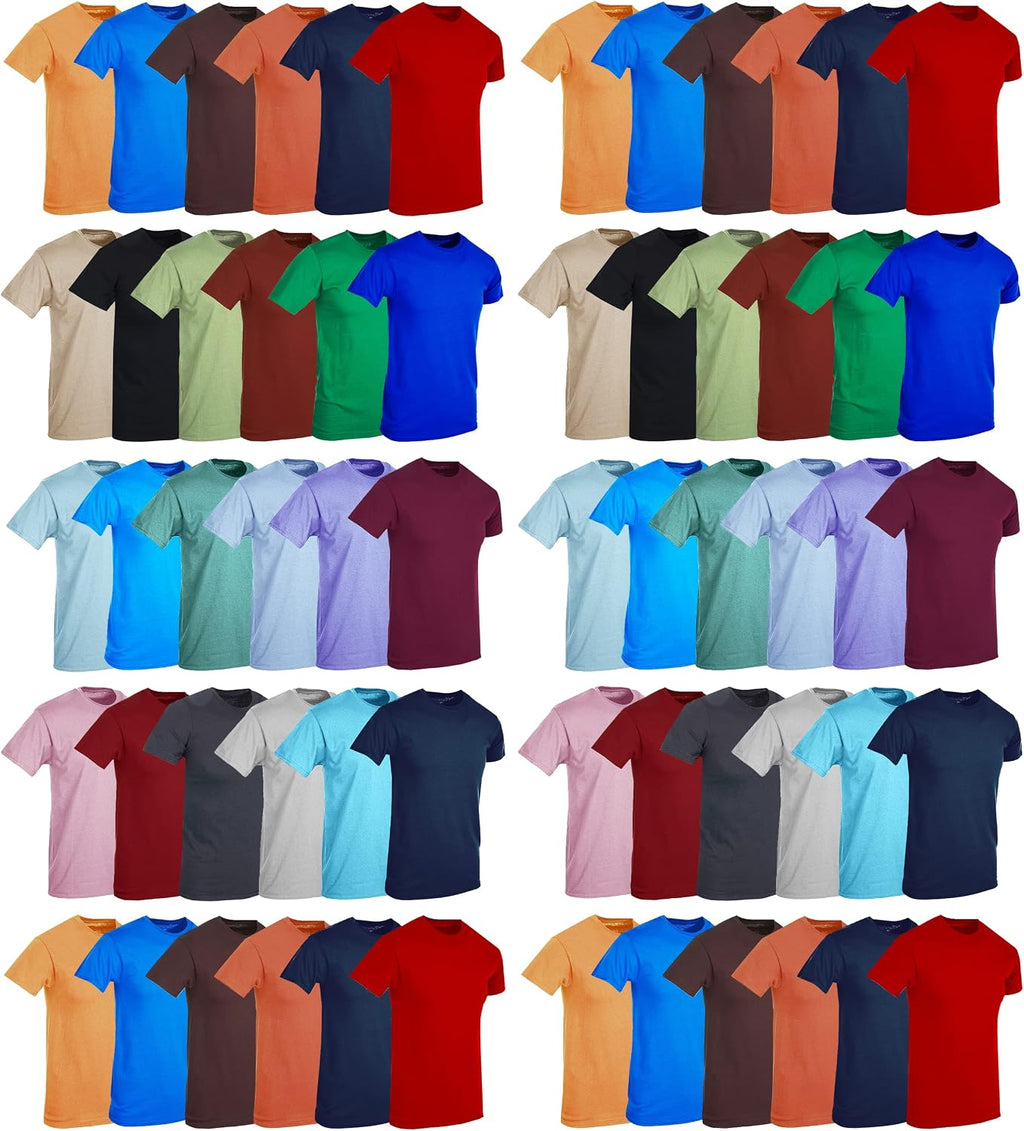 SOCKS'NBULK Men's Cotton Crew Neck Regular T-Shirts Bulk Short Sleeve Lightweight Tees Mix Colors