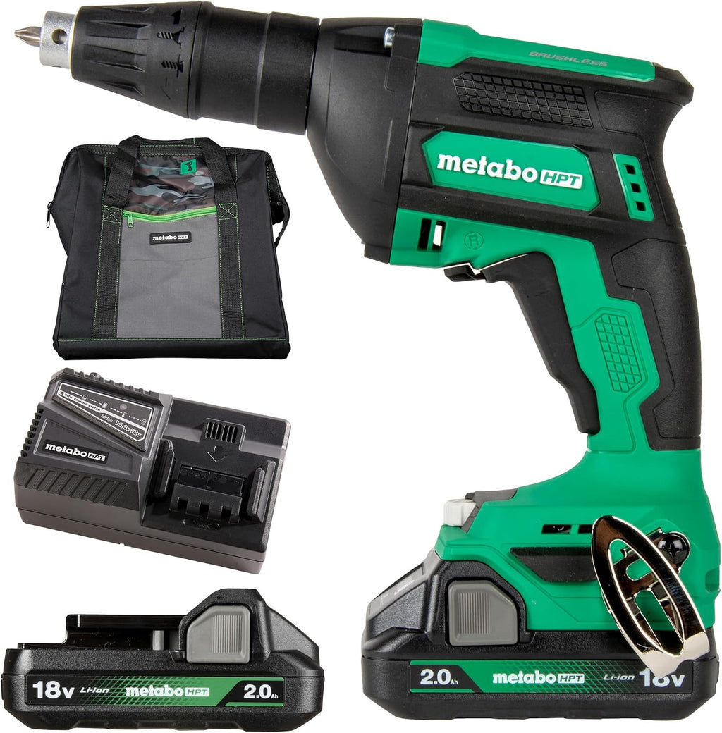 Metabo HPT Cordless 18V MultiVolt™ Drywall Screw Gun Kit | Includes 2-18V 2.0 Ah Batteries | Lifetime Tool Warranty | W18DAQA