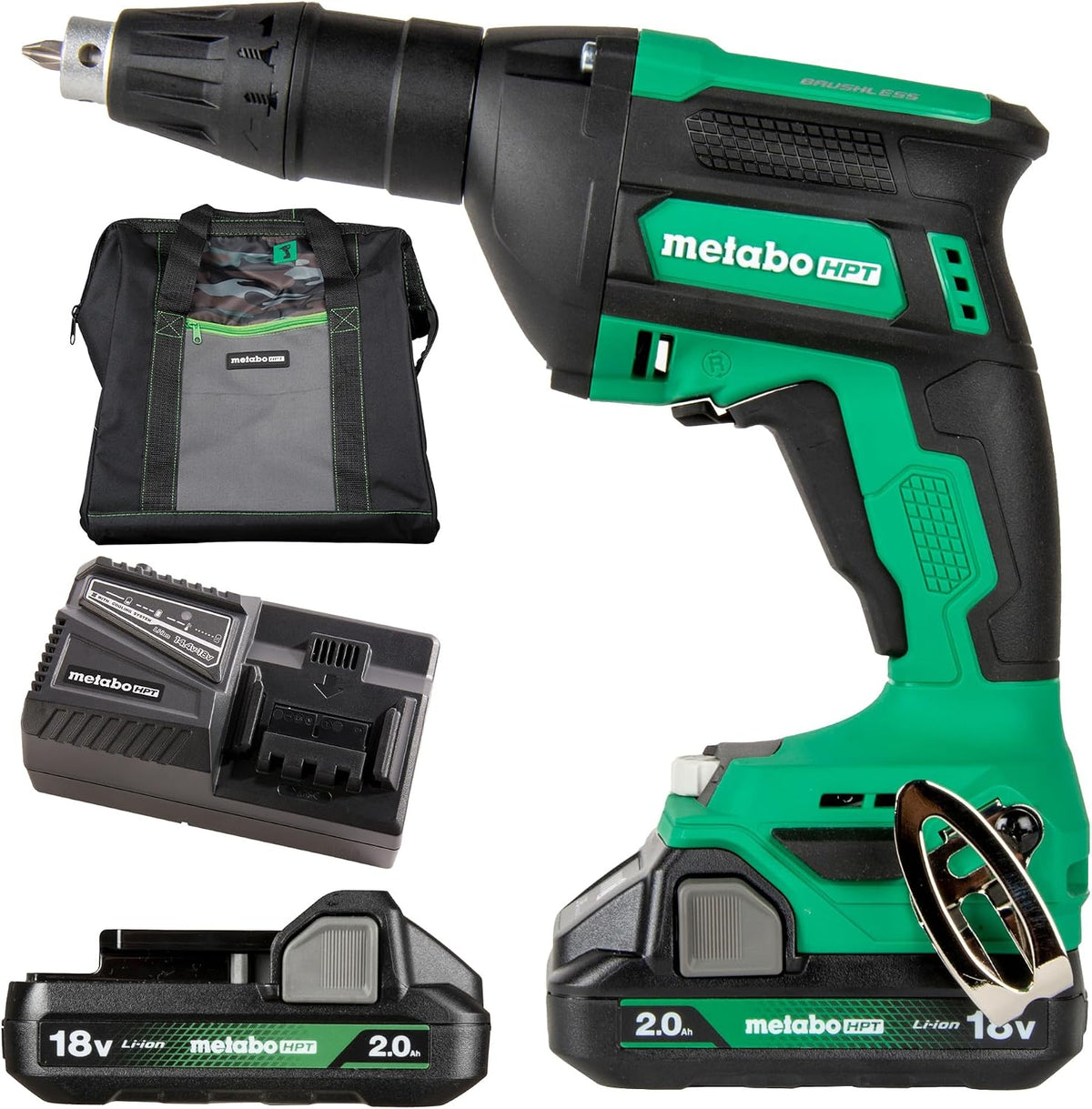 Metabo HPT Cordless 18V MultiVolt™ Drywall Screw Gun Kit | Includes 2-18V 2.0 Ah Batteries | Lifetime Tool Warranty | W18DAQA