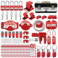 74 PCS Lockout Tagout Kit Electrical Loto Device,Lock Out Tag Out Station Clamp-On Universal Multi-Pole Circuit Breaker Locks,Hasps,Safety Padlocks,Loto Tags with Nylon Ties(Black Box)