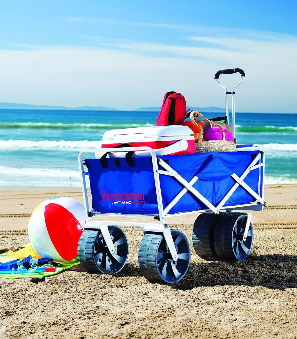 MacSports 150lb Capacity All Terrain Beach Wagon and Cascade Mountain Tech 250lb Capacity Camping Chair Bundle