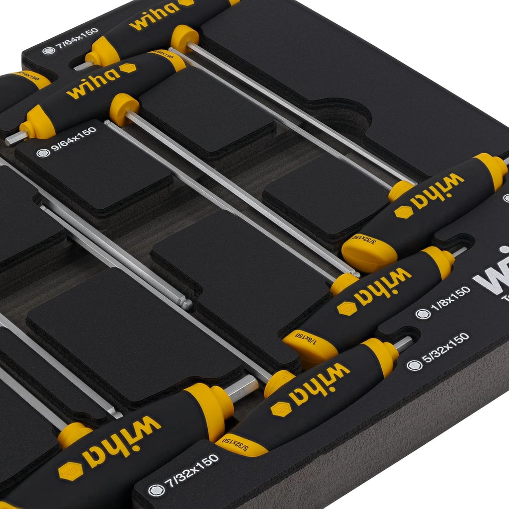 Wiha 54081 10 Piece SoftGrip Dual Drive Hex SAE T-Handle Tray Set