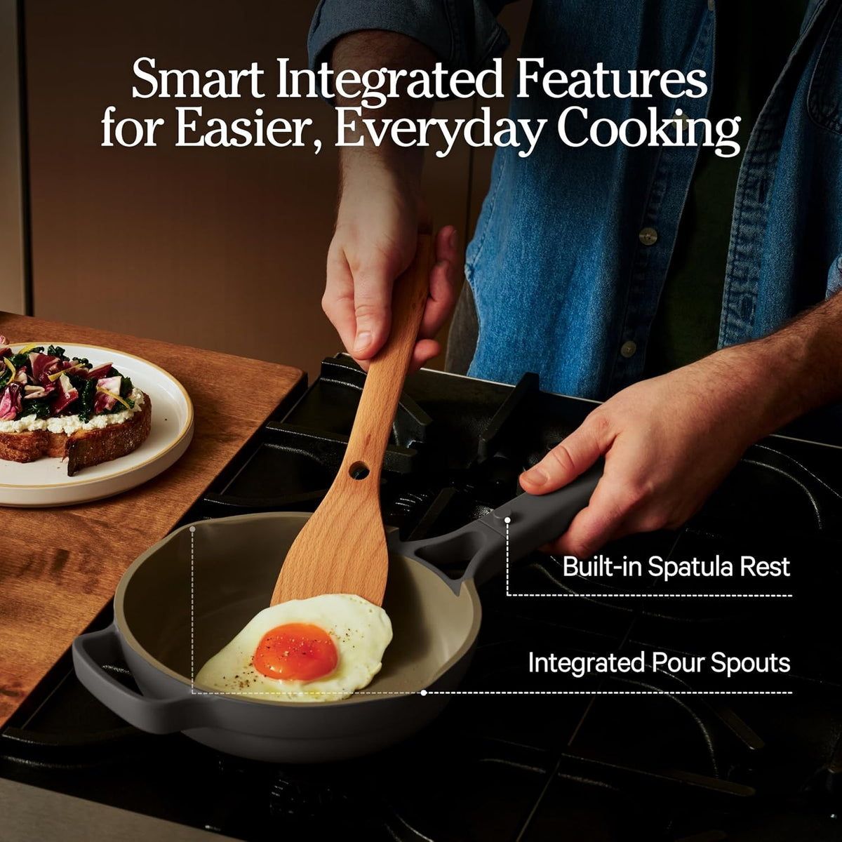 Our Place Mini Always Pan | 8.5' Ceramic Pan with Modular Lid & Beechwood Spatula | Patented 10-in-1 Nonstick, Non-Toxic Cookware Made Without PFAS | Induction & Oven-Safe up to 450°F | Char