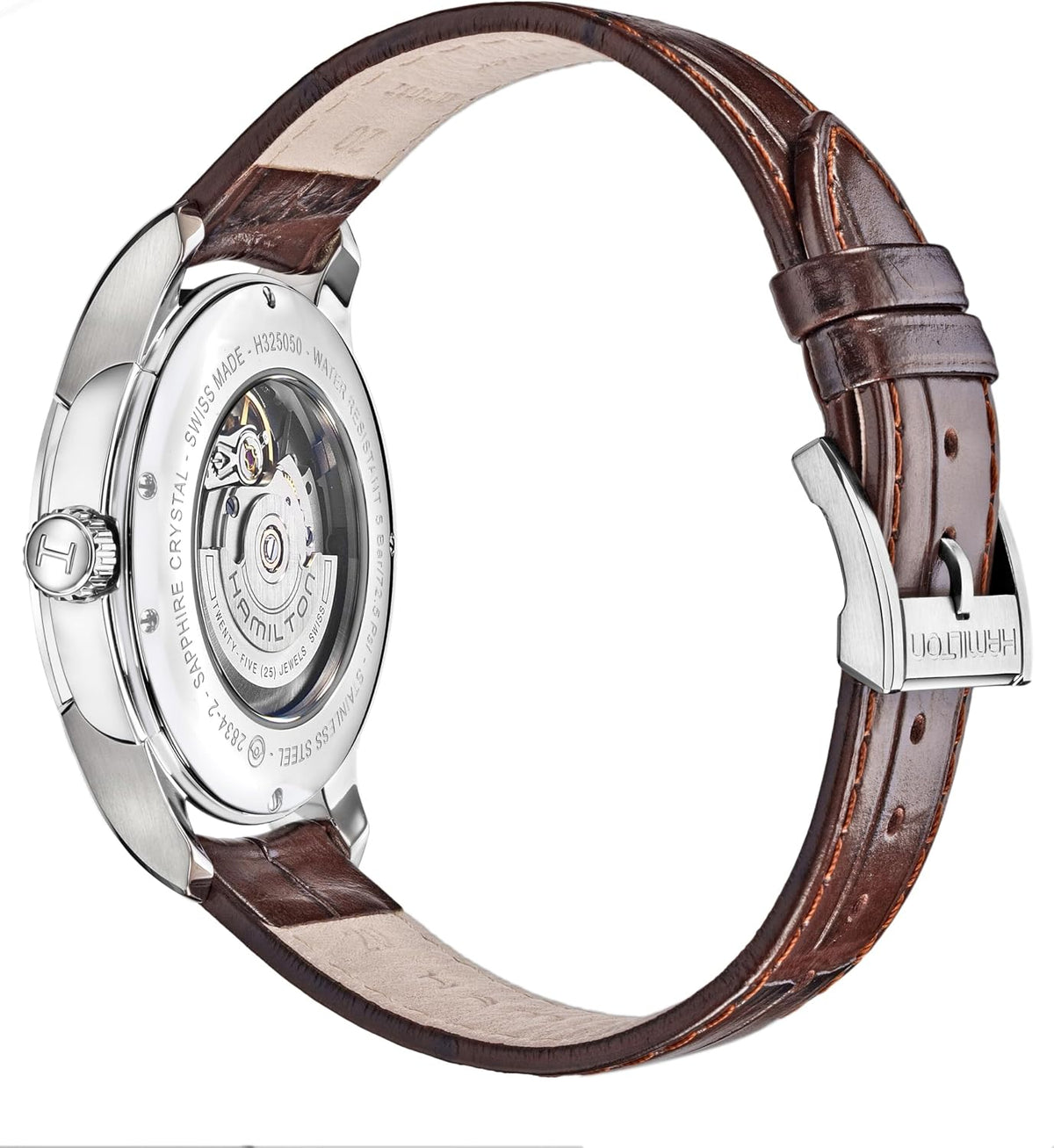 Hamilton Jazzmaster Automatic Men's Watch, 40mm Stainless Steel Case, Swiss Made, White Dial Analog Wrist Watch for Men, 50m Waterproof, Sapphire Crystal, Calf Leather Strap