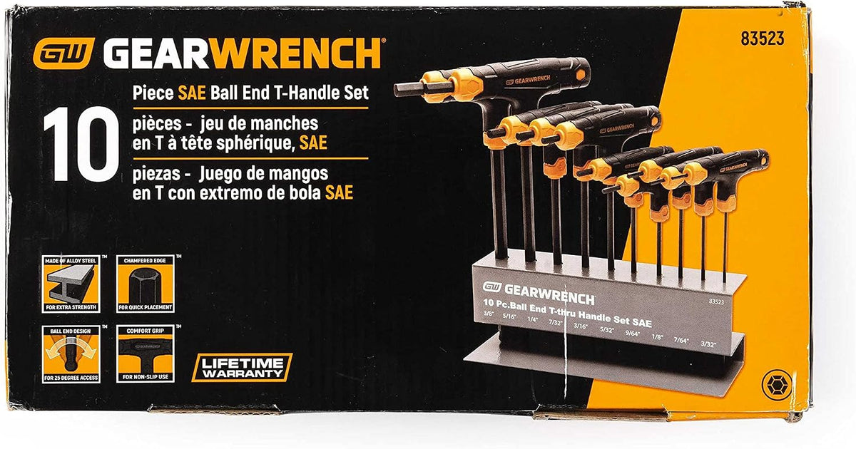 GEARWRENCH Piece SAE Ball End T-Handle Hex Key Set | 83523, 10 Count (Pack of 12)