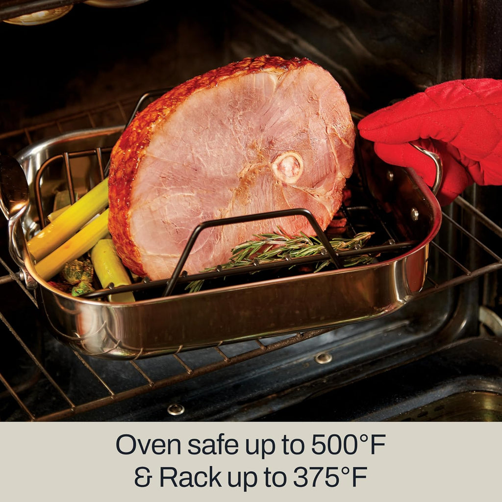 All-Clad Specialty Stainless Steel Roaster with Nonstick Rack 11x14 Inch Oven Broiler Safe 600F Roaster Pan, Pots and Pans, Bakeware, Silver