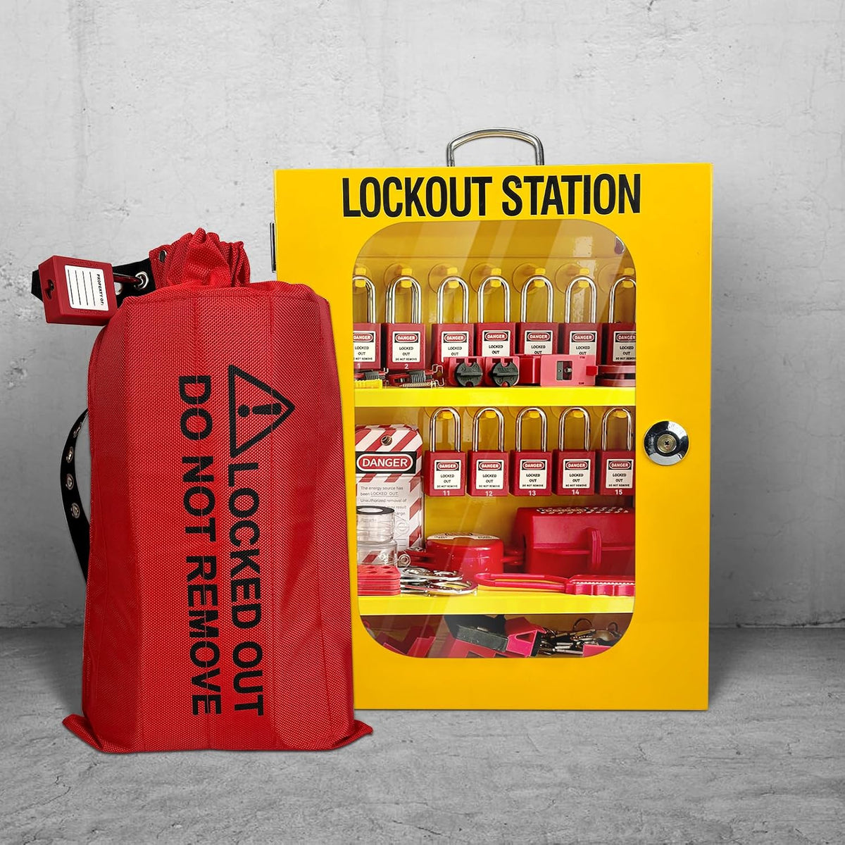 BULANGD Lockout Tagout Station Loto Kit 138 Pieces, Safety Padlocks, Lockout Hasp, Lock Out Tags, Circuit Breaker Lock, Cable Lock, Plug Lock Lockout Tagout Cabinet