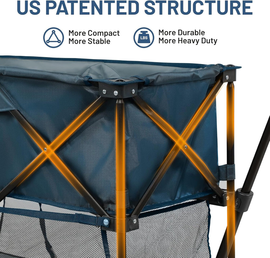 TIMBER RIDGE 400L Large Capacity Folding Double Decker Wagon with Brakes, 54' Extra Long Extender Wagon Cart, 450lbs Heavy Duty Collapsible Cart, All-Terrain Big Wheels for Camping, Sports, Shopping