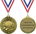 Express Medals Personalized Golf Gold Medal with Red White & Blue Neck Ribbon Award Trophy WAM9