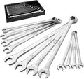 SK 6 Point Bolt Extractor Wrench, Metric 8 to 19mm, 12-Piece, Extra Long Combination Wrench Set, Mirror Krome Finish, Premium CR-MO Construction, for Rounded and Stripped Bolts Removal