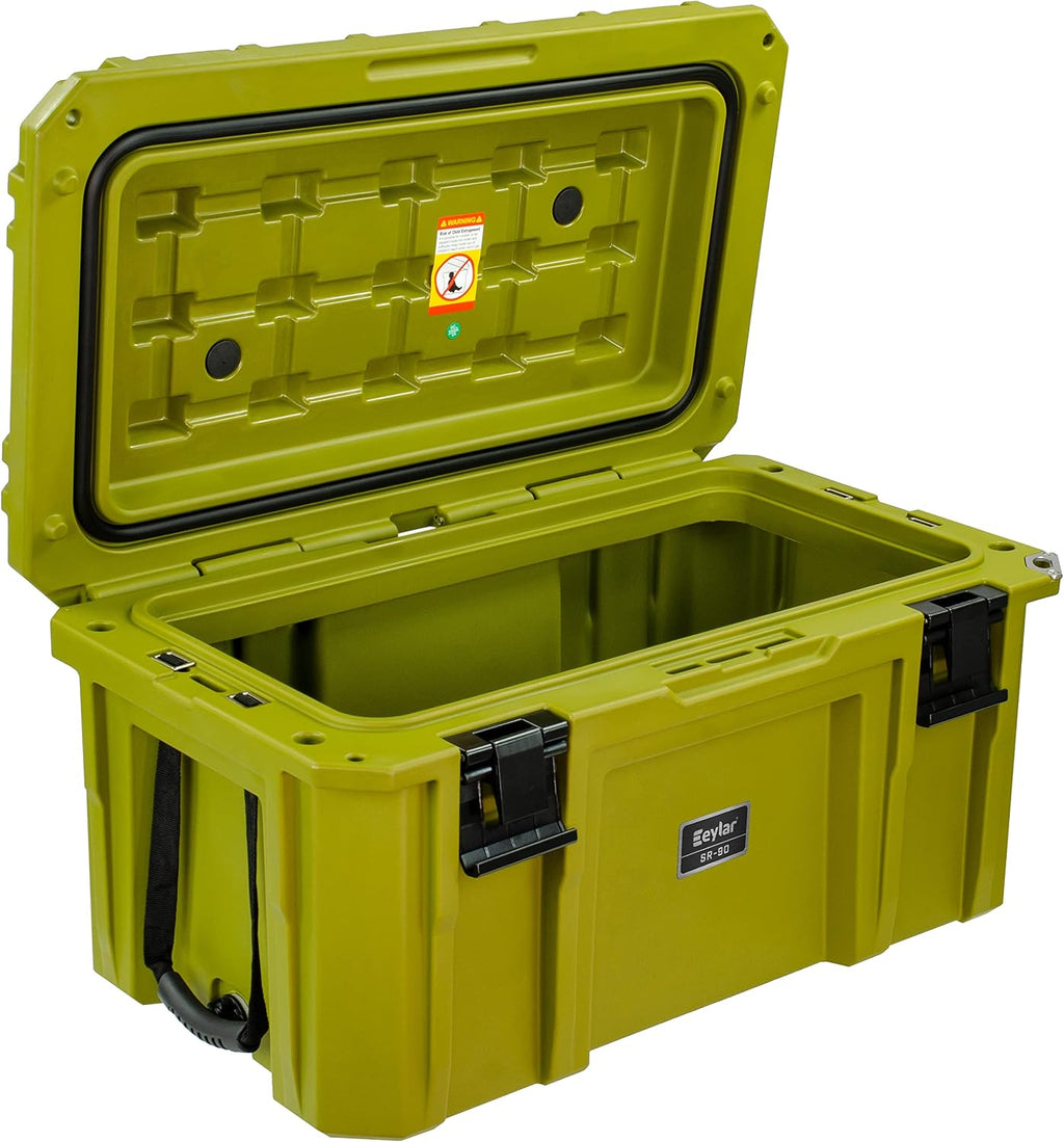 SR-90 Large Crossover Overland Cargo Case, Equipment Hard Case, Roto Molded, Stackable with Pad-Lock Hasp, Strap Mountable, TSA Standard, IPX4 Rated, 90 Liters (Green)