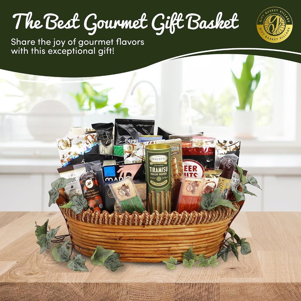 Gift Basket Village - The Best of the Best Gourmet Gift Baskets - Food Gift Basket Loaded with Crackers, Wafers & Spreads - Food Gift Baskets for Any Occasion - Made in USA - Ideal Gourmet Gift Basket