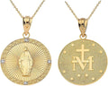 Religious Jewelry Certified 14k Gold Miraculous Medal Of Blessed Virgin Mary Catholic Charm Diamond Necklace